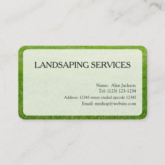 VISITEKAARTJE VOOR LANDSCHAPSSERVICES bewerkbaar (Voorkant)