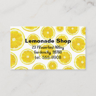 Visitekaartje voor limonadewinkels. Geel vers frui