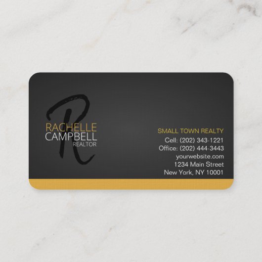 Visitekaartje voor monogram in zwart-wit en goudmo (Achterkant)