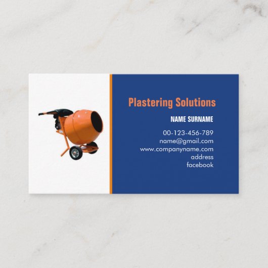 visitekaartje voor Plastering services & oplossing (Voorkant)