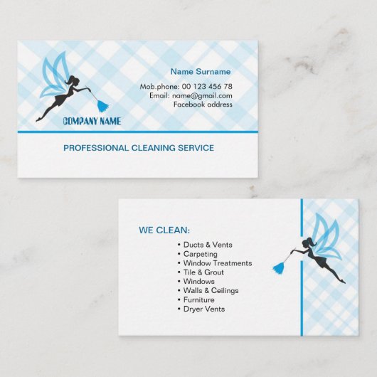 Visitekaartje voor professionele reiniging (Voorkant / Achterkant)