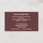 Visitekaartje voor reparatie van auto's (Achterkant)