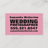 Visitekaartje voor roze camera-weddenschap (Achterkant)