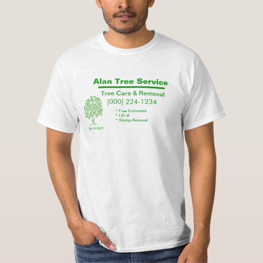 Visitekaartje voor structuurservice t-shirt (Voorkant)