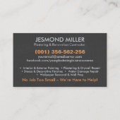 Visitekaartje voor stukadoorsdiensten en schilderd (Achterkant)