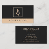 Visitekaartje voor zwart en beige (Voorkant / Achterkant)