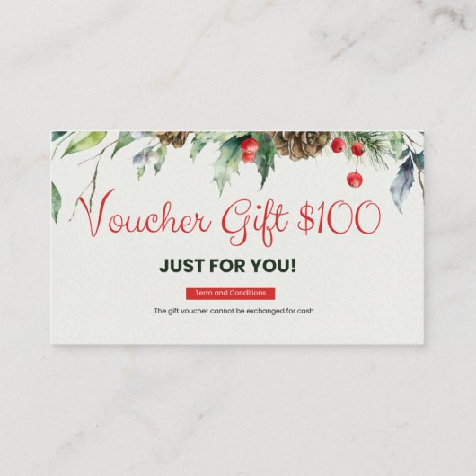 Visitekaartje voucher $100 (Achterkant)