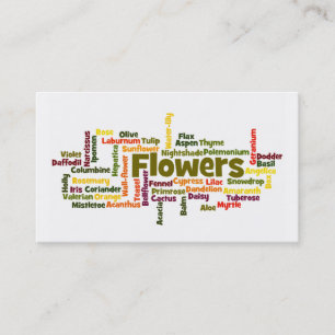 Visitekaartje Word Cloud Flowers