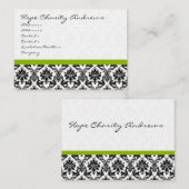 Visitekaartje Zwart Wit Damask met Apple Green (Voorkant / Achterkant)