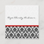 Visitekaartje Zwart Wit Damask met Rode Trim (Achterkant)