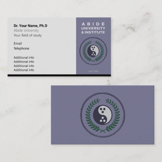 Visitekaartjes aan de Universiteit van Abide (Voorkant / Achterkant)