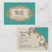 visitekaartjes - Blauwgroen  Peacock & Etchings (Voorkant / Achterkant)