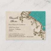 visitekaartjes - Blauwgroen  Peacock & Etchings (Achterkant)