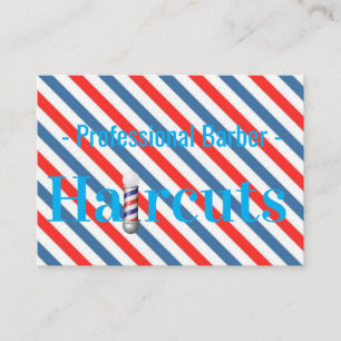 Visitekaartjes, Blue Stripe Barbershop Kapper Visitekaartje