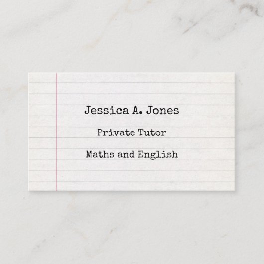 Visitekaartjes Engels/Wiskunde Tutor (Voorkant)