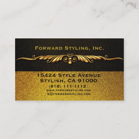 Visitekaartjes - Fancy zwart en goud - modern (Achterkant)