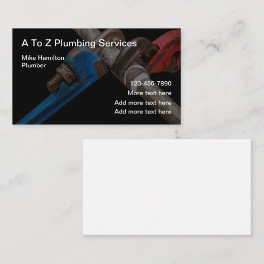 Visitekaartjes gelicentieerde Plumber Service (Voorkant / Achterkant)