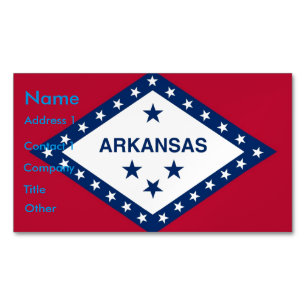 Visitekaartjes magneet met vlag van Arkansas