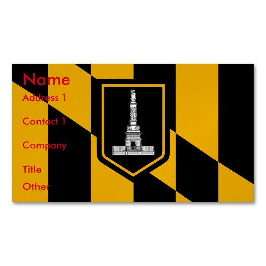 Visitekaartjes magneet met vlag van Baltimore, Ver (Voorkant)