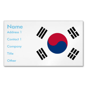 Visitekaartjes magneet met vlag van Zuid-Korea