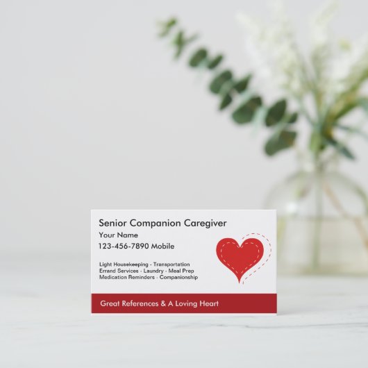 Visitekaartjes met een hoge verzorger (Staand voorkant)