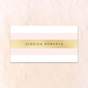 Visitekaartjes met gouden en roze meisjesstrepen