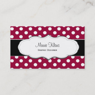 Visitekaartjes met rode en witte pokadots
