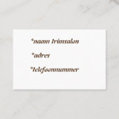 Visitekaartjes puppy, dog (Achterkant)