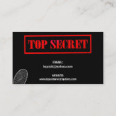 Visitekaartjes rechercheur Private Investigator (Achterkant)