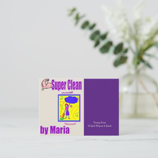 Visitekaartjes, schoonmaakster visitekaartje (Staand voorkant)
