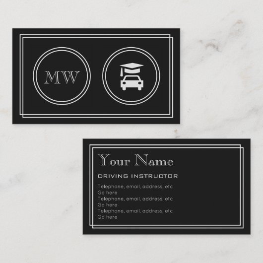 visitekaartjes "Silent Movie" Driving Instructor (Voorkant / Achterkant)