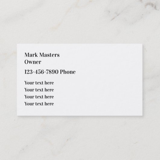 Visitekaartjes van Classy Cool Automotive Services (Achterkant)