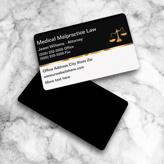 Visitekaartjes van Classy Medical Malpractice Atto