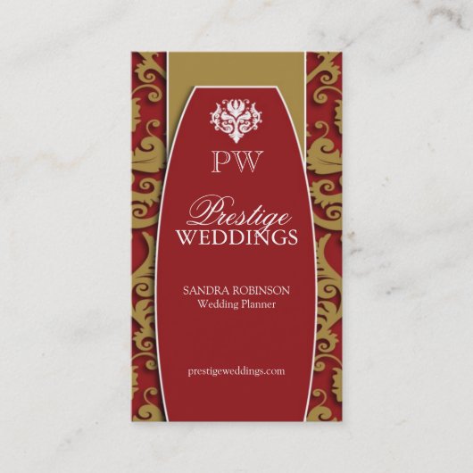 Visitekaartjes van Elegant Damask Wedding Planner (Voorkant)