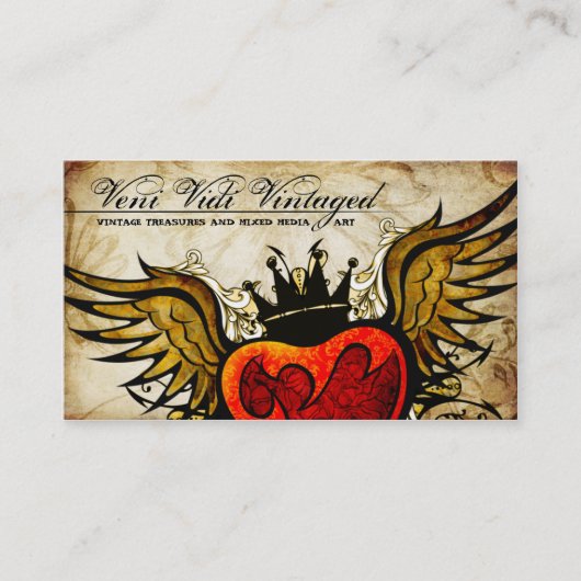 Visitekaartjes van het Winged hart van het Tattoo (Voorkant)