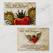 Visitekaartjes van het Winged hart van het Tattoo (Voorkant / Achterkant)