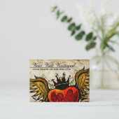 Visitekaartjes van het Winged hart van het Tattoo (Staand voorkant)