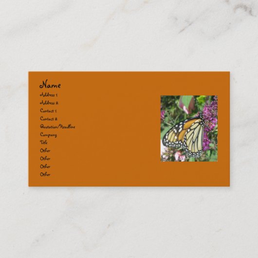 Visitekaartjes van Monarch Butterfly (Voorkant)