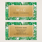 Visitekaartjes van Monogram Gold Tropical Leaves (Voorkant /achterkant)
