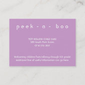 Visitekaartjes van Peek-A-Boo Chubby (Achterkant)