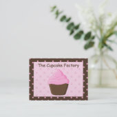 Visitekaartjes van Polka Dot Pink en Brown Cupcake (Staand voorkant)