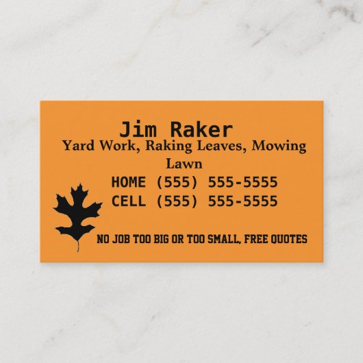 Visitekaartjes van raapbladeren (Voorkant)