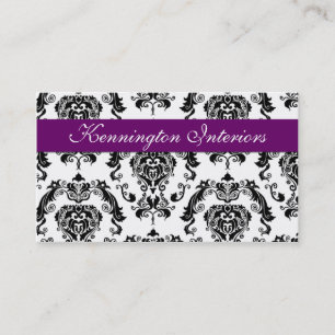 Visitekaartjes van Royal Paars Black Damask Lace
