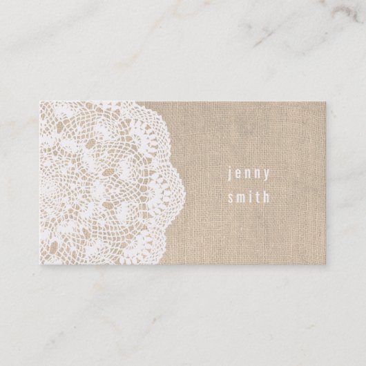 Visitekaartjes voor Burlap- en Lace Doily-Mode (Voorkant)