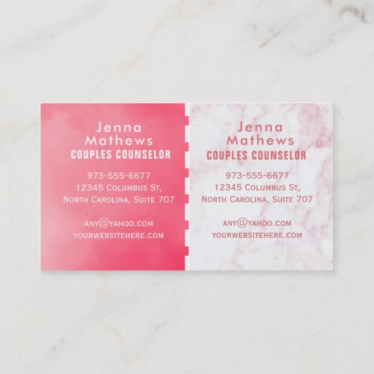 Visitekaartjes voor couponadvies (Achterkant)