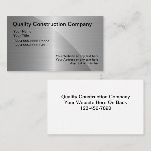 Visitekaartjes voor de bouw (Voorkant / Achterkant)