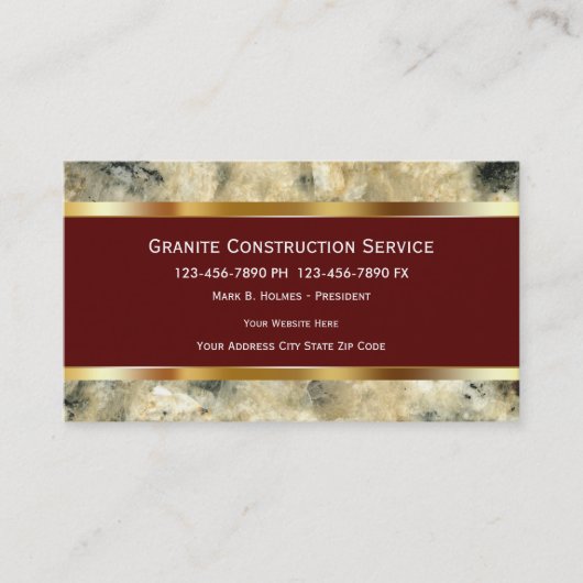 Visitekaartjes voor de bouw van graniet (Voorkant)