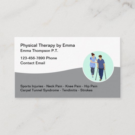 Visitekaartjes voor een fysiotherapeut (Voorkant)