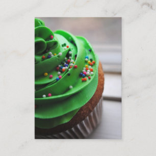 Visitekaartjes voor groene cupcake-foto