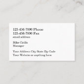 Visitekaartjes voor groothandelsrestaurant (Achterkant)